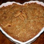 PECAN APPLE CRUMB PIE TOPPED WITH CARAMEL