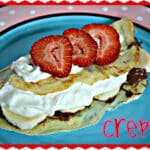 STRAWBERRY AND NUTELLA BANANA CREPES WITH WHIPPED CREAM