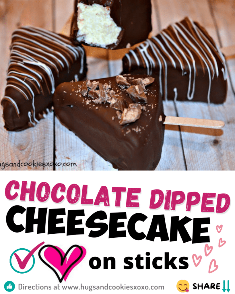Chocolate Dipped Cheesecake on Sticks
