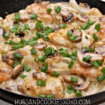 CHICKEN WITH MUSHROOM & ONIONS IN AN ASIAGO CREAM SAUCE…LIGHTENED UP!