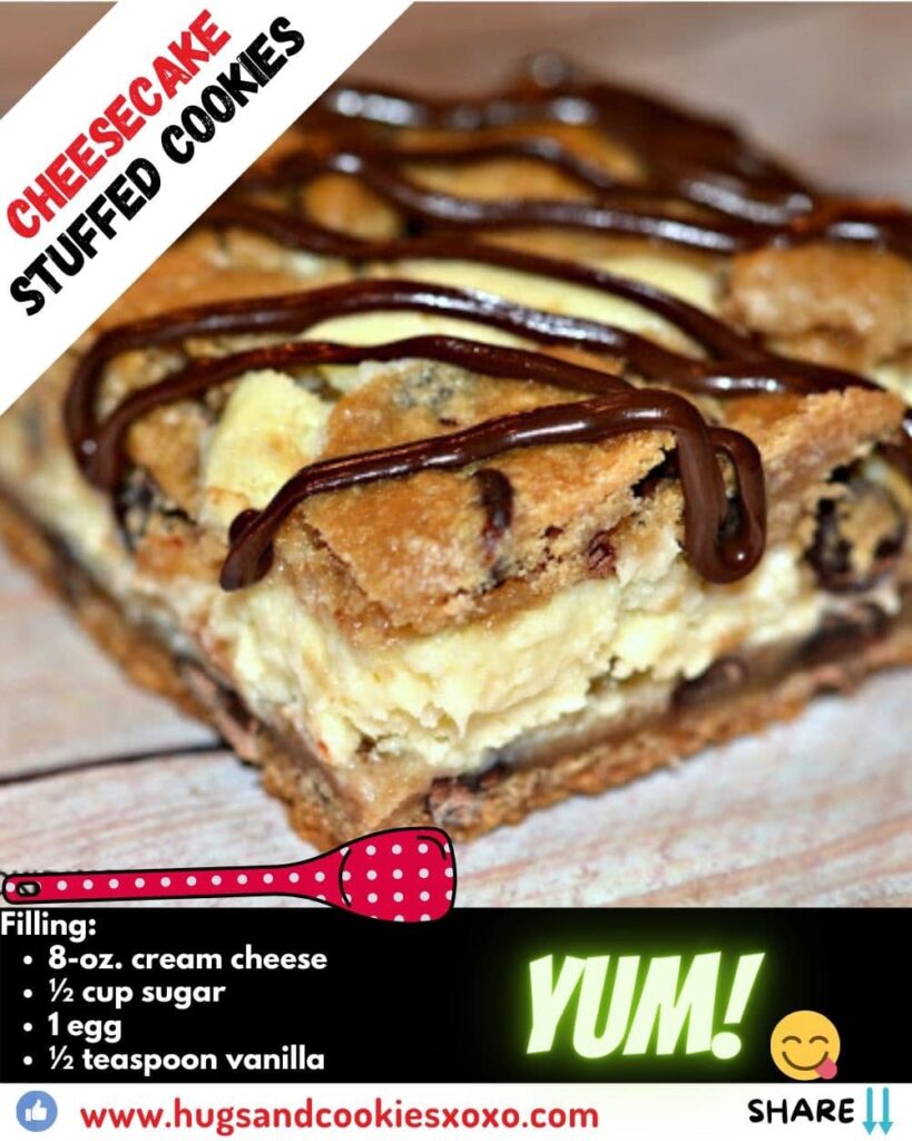 Cookie Bars Stuffed With Cheesecake