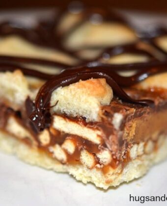 peanut butter cups, caramel and pretzel cookies