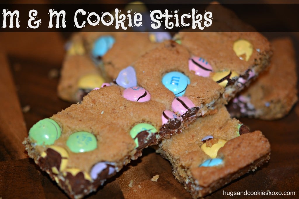 M & M cookie sticks