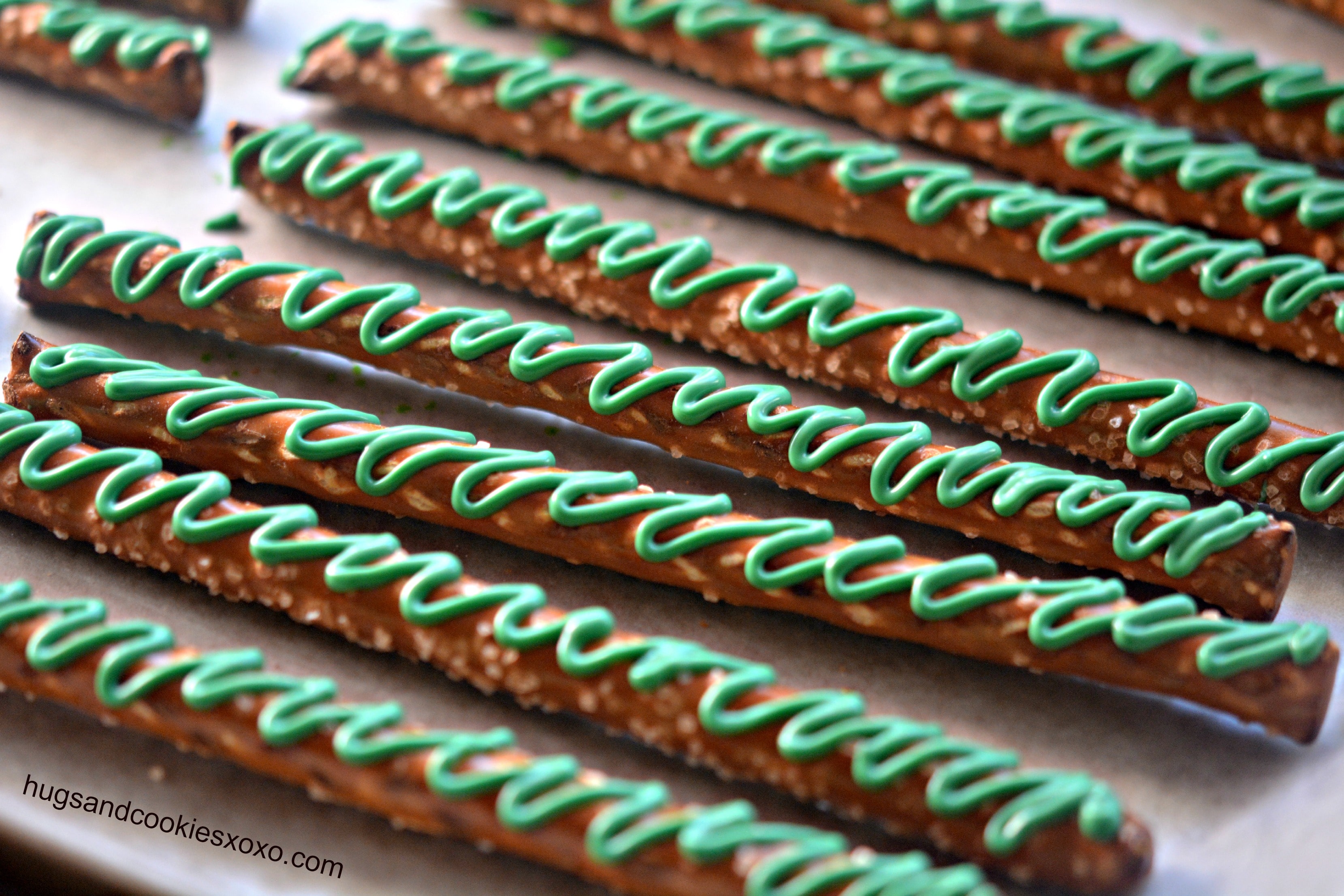 St. Patrick's Day Chocolate Pretzels Hugs and Cookies XOXO