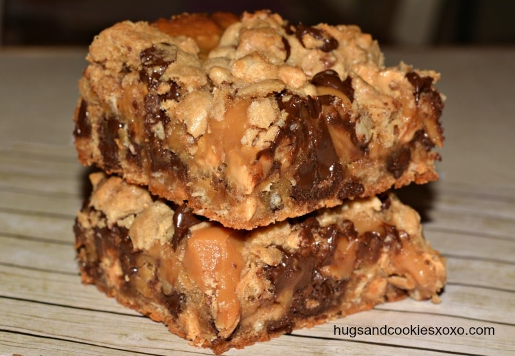 Toffee, Peanut Butter and Caramel Cookie Bars