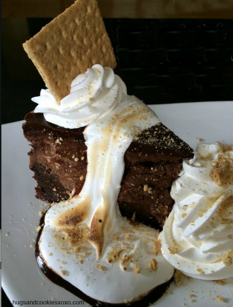 Copycat Cheesecake Factory Toasted S'mores Chocolate Cheesecake - Hugs ...