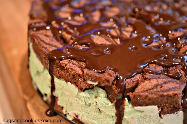 Mint Chocolate Chip Brownie Ice Cream Cake