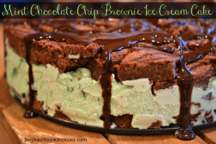 Mint Chocolate Chip Brownie Ice Cream Cake