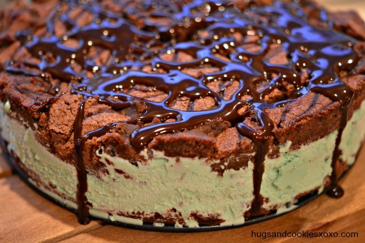 Mint Chocolate Chip Brownie Ice Cream Cake