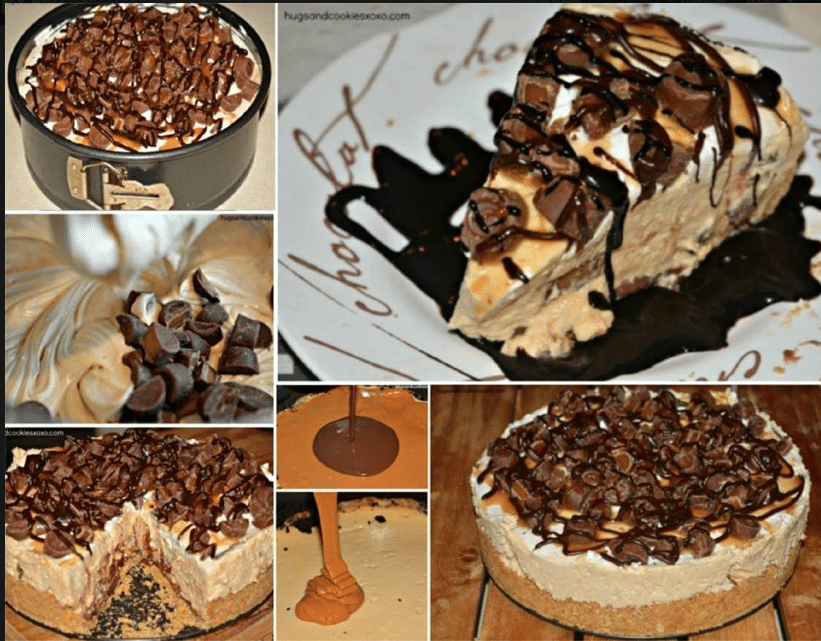 No-Bake Hot Fudge Rolo Cheesecake