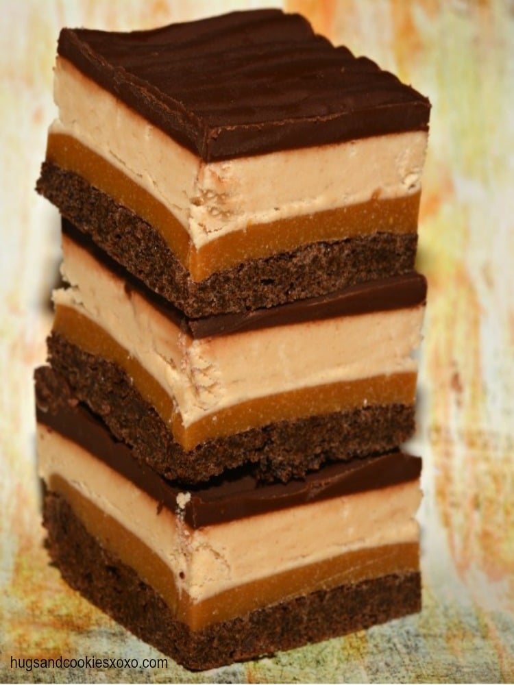 peanut butter and caramel layered brownies