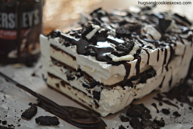 Ice Cream Sandwich Hot Fudge Cake Hugs and Cookies XOXO