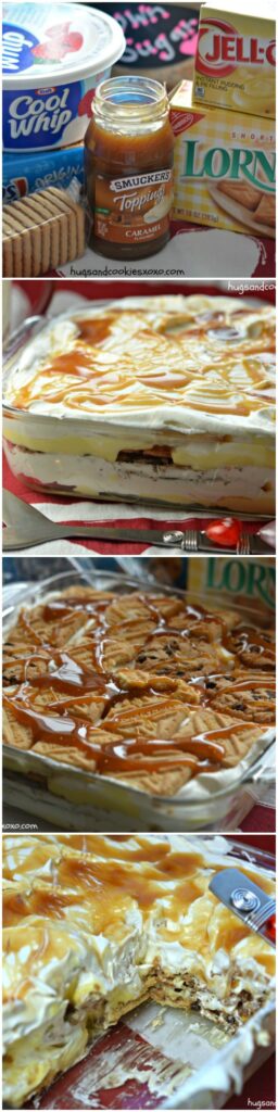 vanilla caramel cookie lasagna