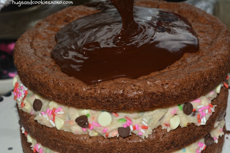 cake batter ganache layers