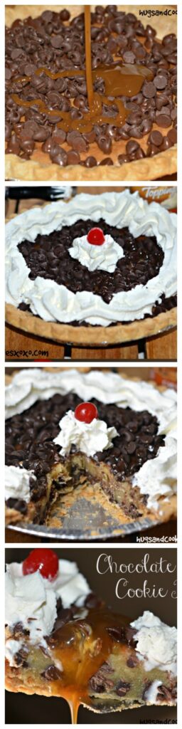 chocolate chip pie with caramel