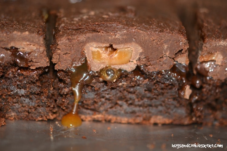 rolo fudge brownie slices