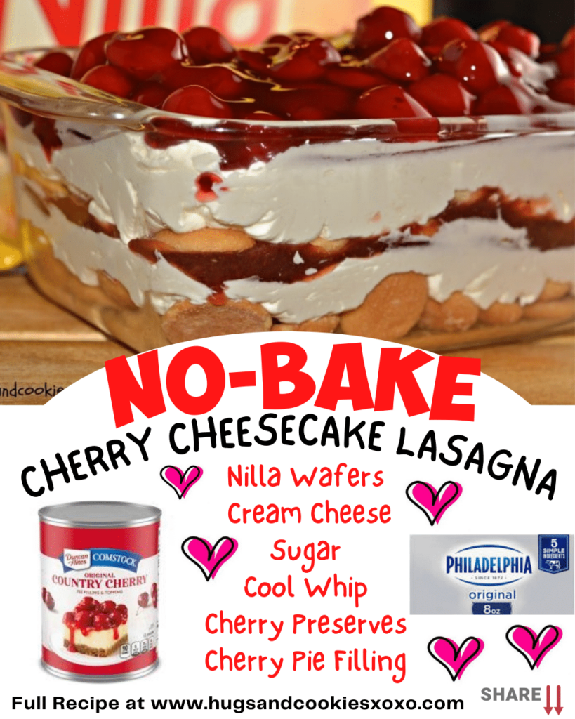 No-Bake Cherry Cheesecake Cookie Lasagna