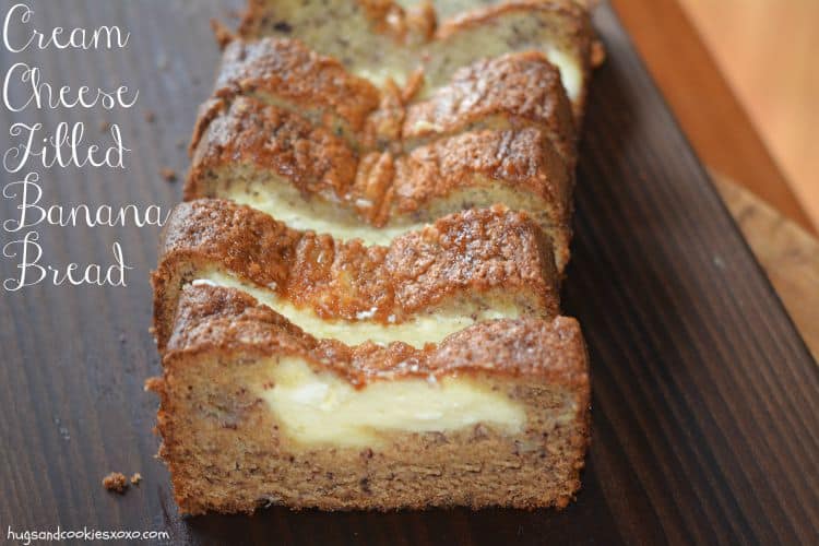 banana bread slices cream cheese