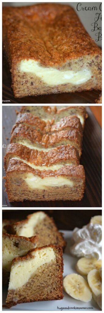 cream cheese filled banana bread snack