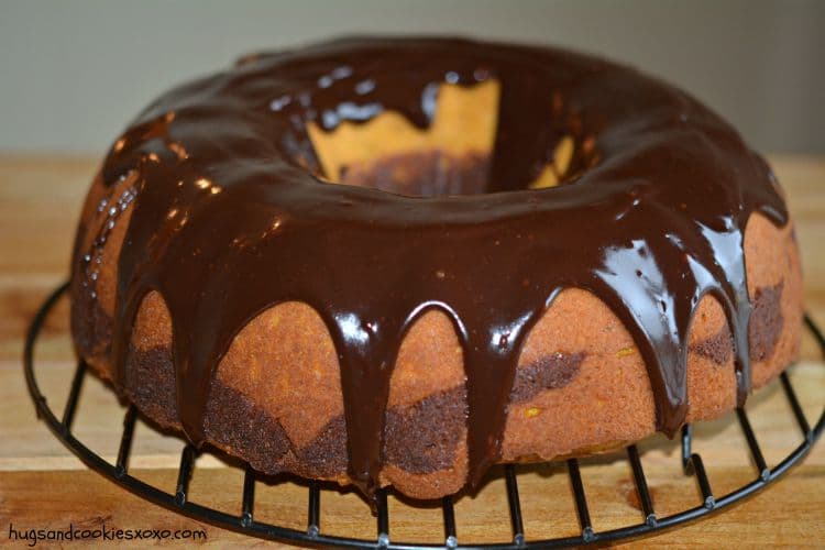 pumpkin bundt marble cake chocolate drizzle