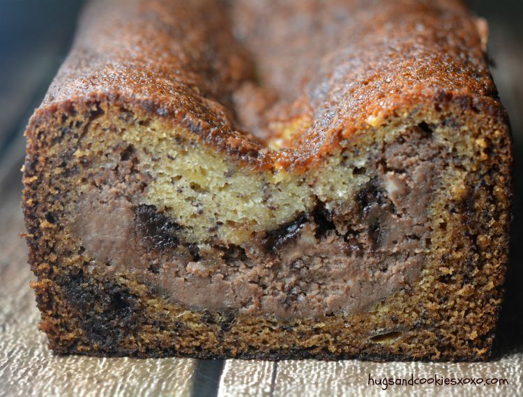 banana bread with chocolate cheesecake