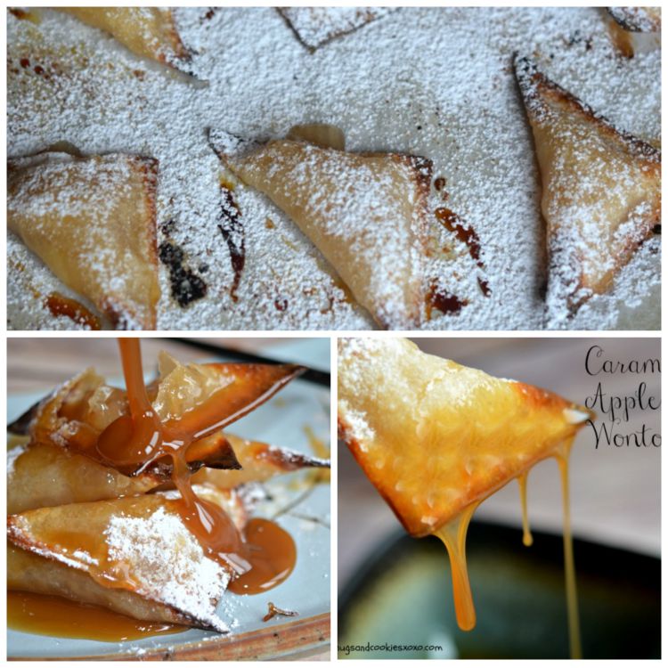 caramel apple pie wontons