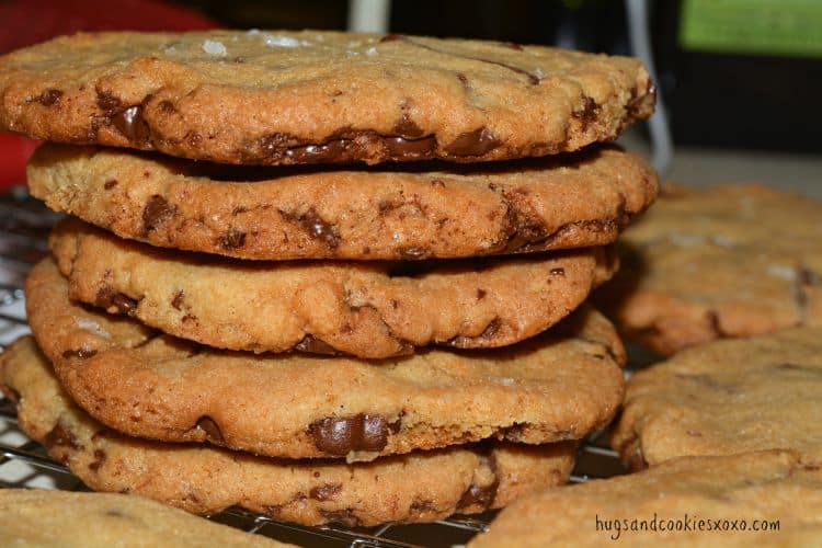 layered chocolate chunk cookies with sea salt