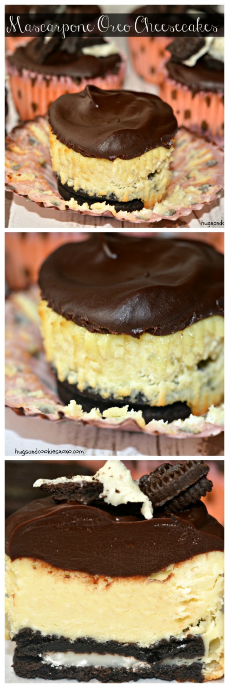 Mini Mascarpone Oreo Cheesecakes With Chocolate Ganache Hugs And