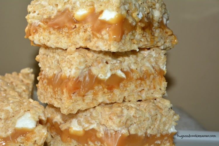 Caramel Stuffed Krispy Treats