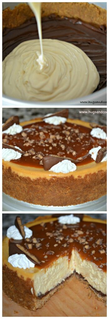 caramel cheesecake topped with toffee