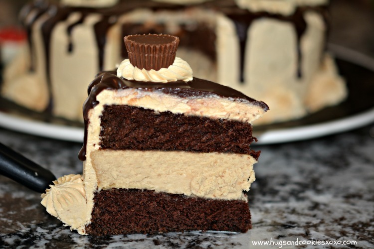 peanut butter cup cake slice