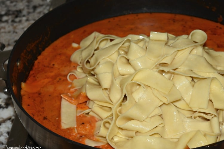 Alla Vodka Sauce with Pappardelle and Shrimp