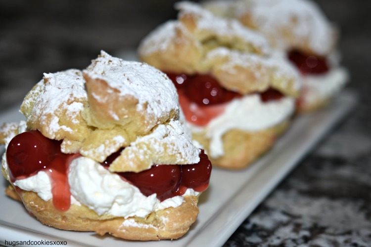 Cream Puffs with Cherries and Mascarpone Whipped Cream