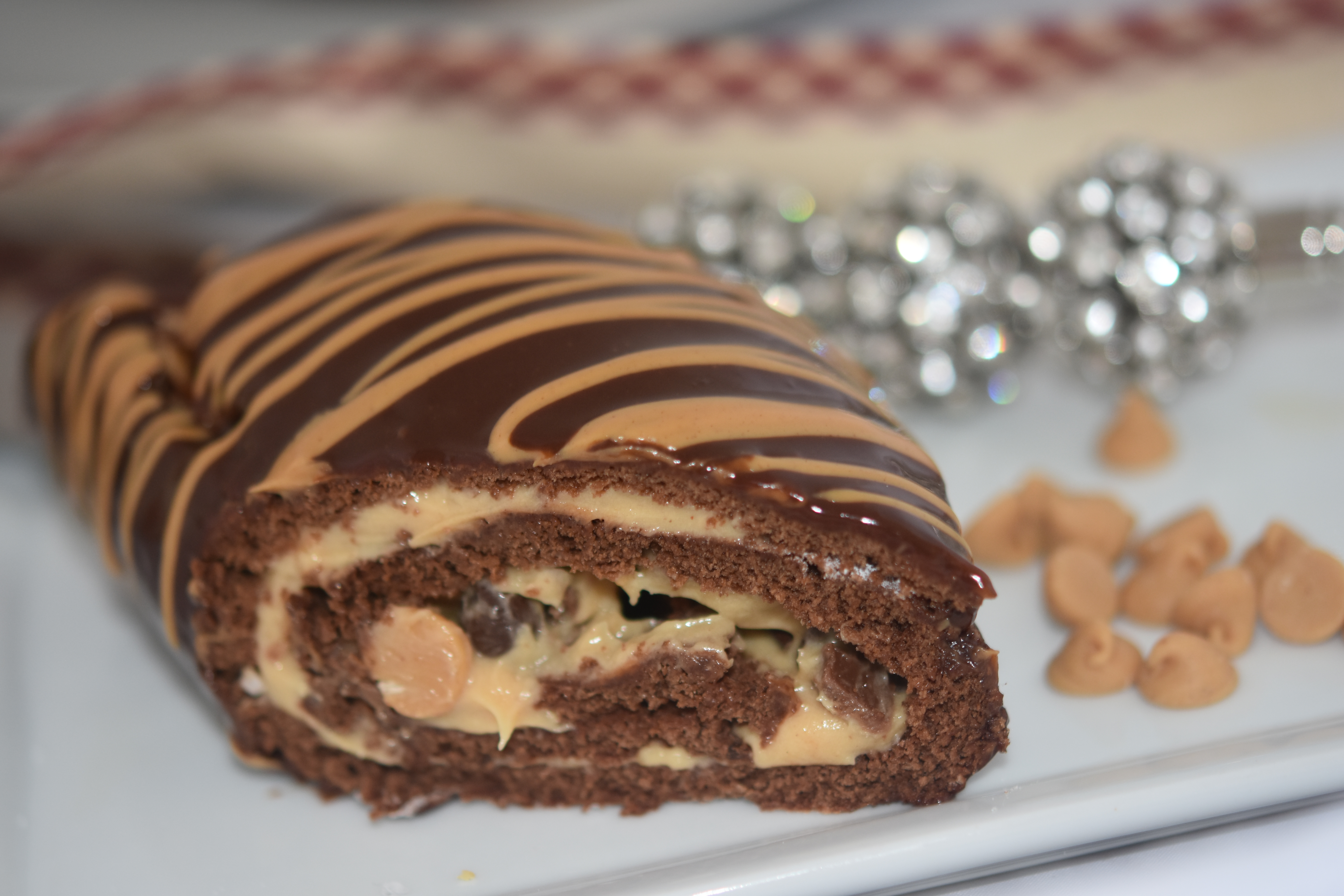Peanut Butter Chocolate Cake Roll