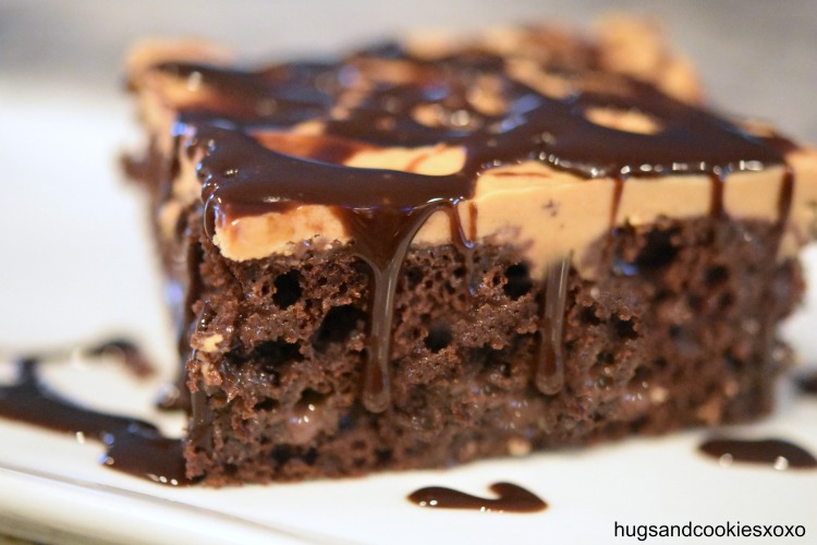 Chocolate Peanut Butter Poke Cake