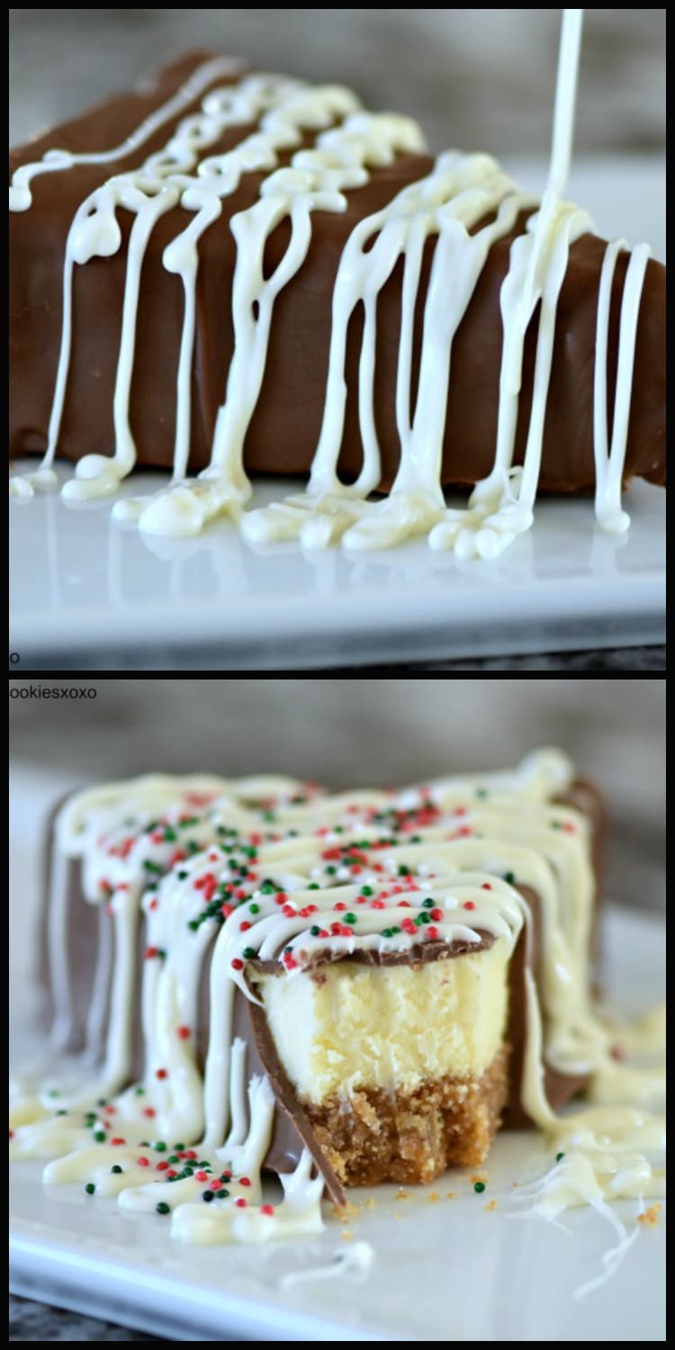 Chocolate Dipped Christmas Cheesecake Slices