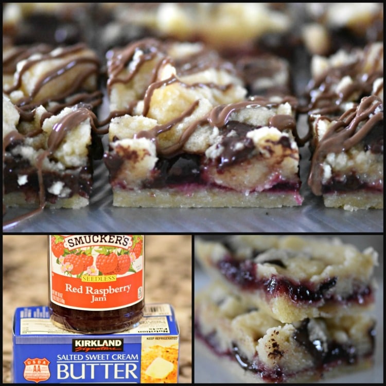 Raspberry Butter Bars with Dark Chocolate Chunks