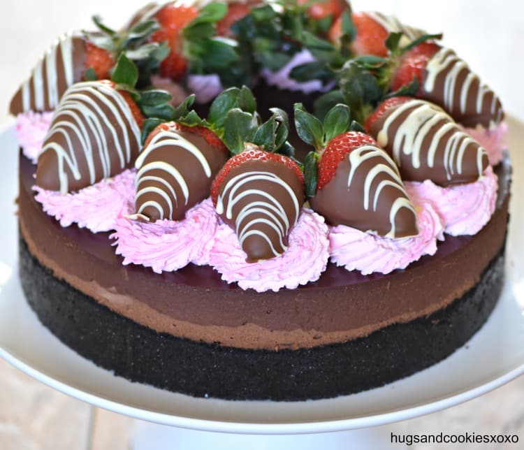 Triple Chocolate Cheesecake With Dipped Strawberries 