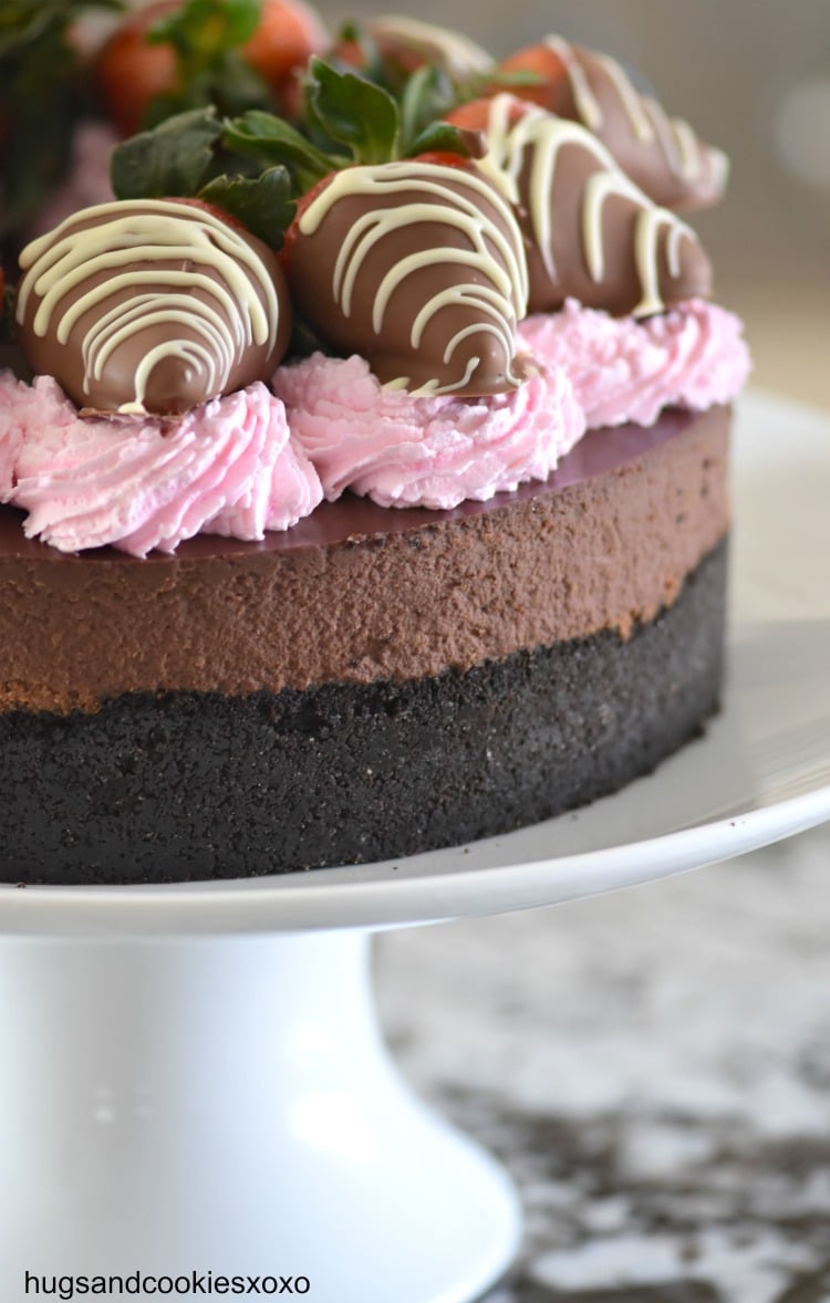 Triple Chocolate Cheesecake With Dipped Strawberries 