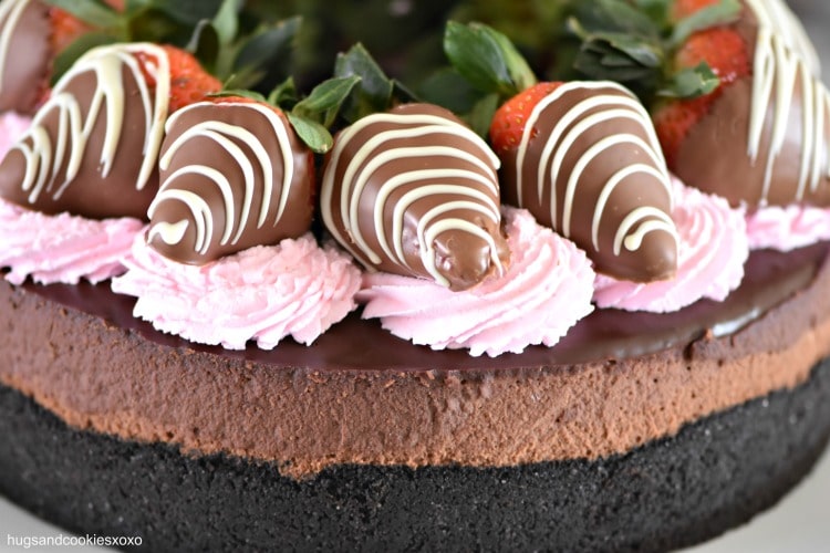 Triple Chocolate Cheesecake With Dipped Strawberries 