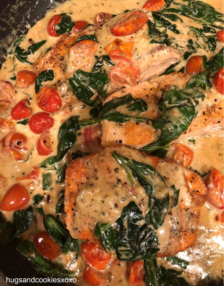 Tuscan Butter Salmon in Tomato Spinach Cream Sauce