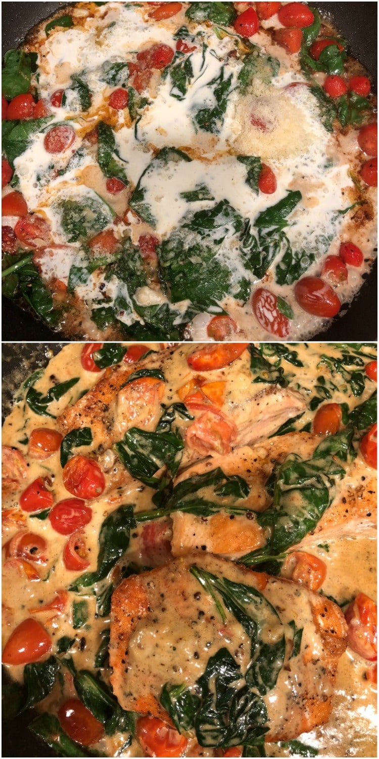 Tuscan Butter Salmon in Tomato Spinach Cream Sauce