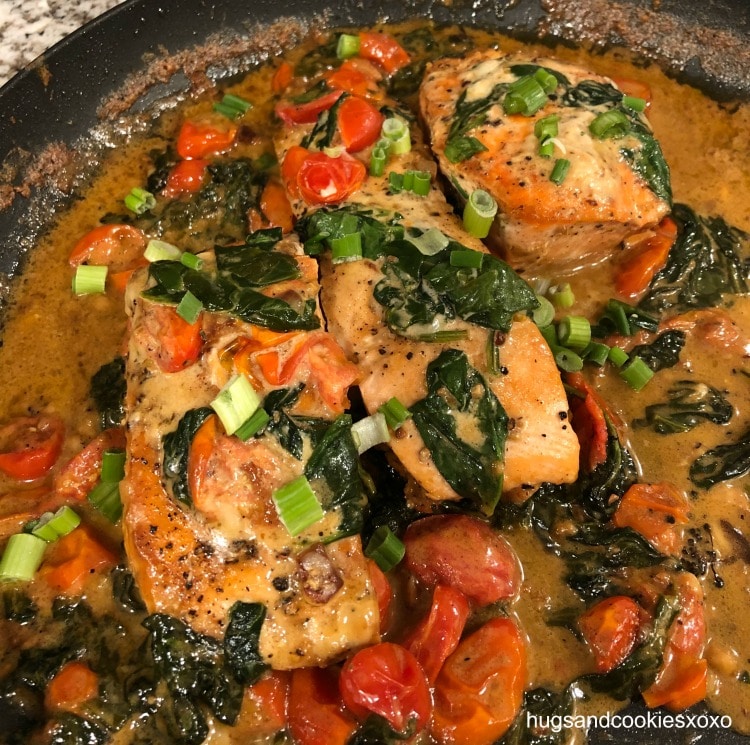 Tuscan Butter Salmon in Tomato Spinach Cream Sauce