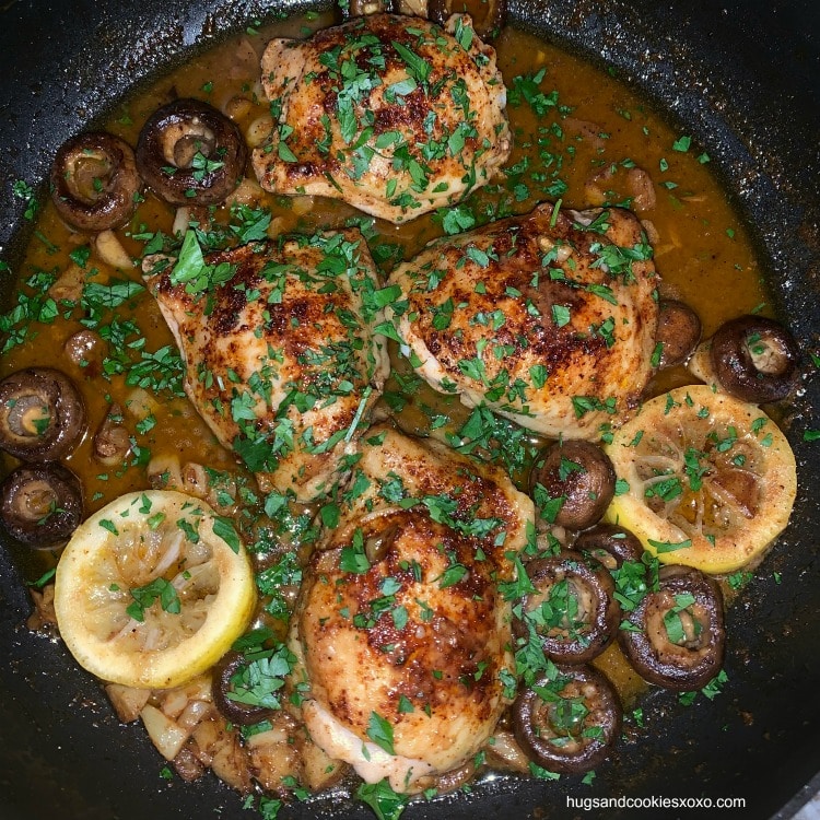 Garlic Butter Chicken Thighs With Cremini Mushrooms