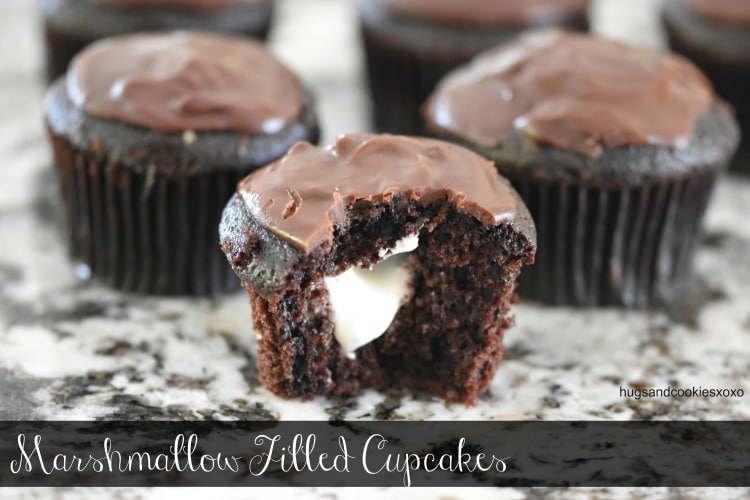 Cream Filled Double Chocolate Cupcakes