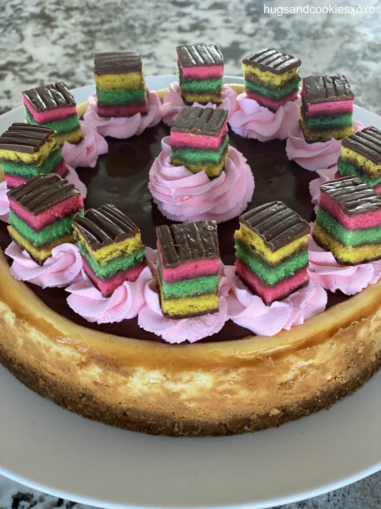 Rainbow Cookie Cheesecake