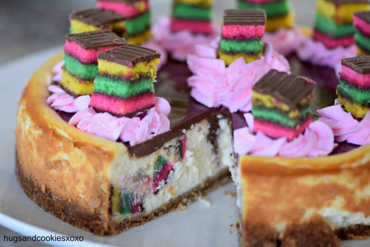 Rainbow Cookie Cheesecake