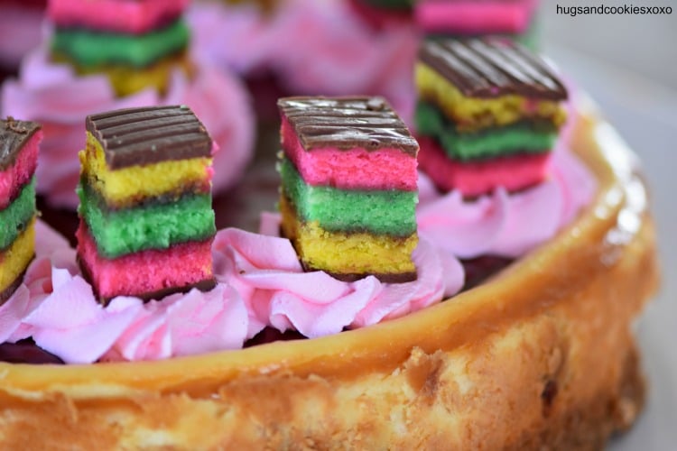 Rainbow Cookie Cheesecake