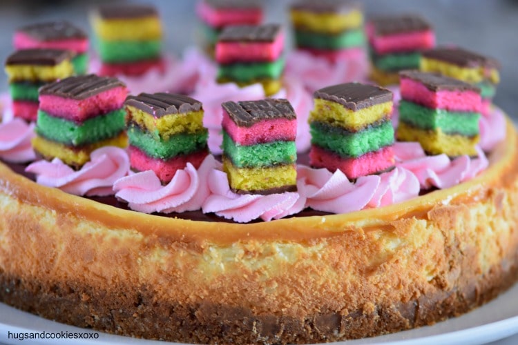 Rainbow Cookie Cheesecake