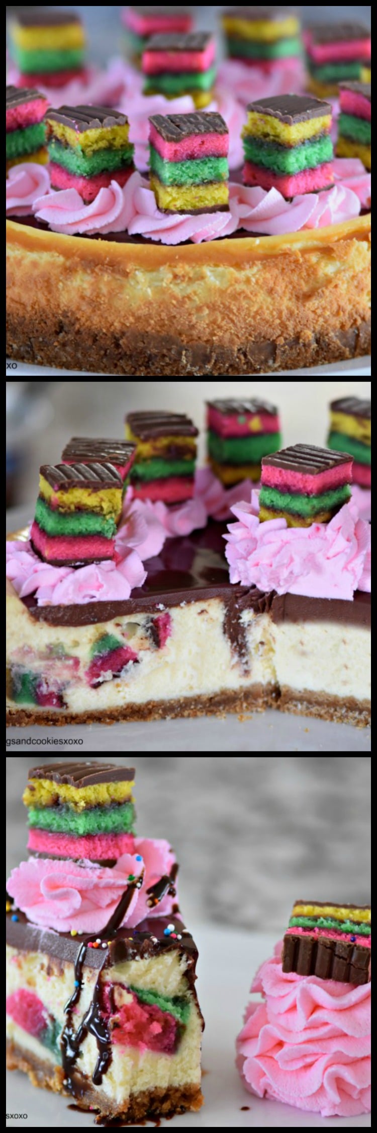 Rainbow Cookie Cheesecake